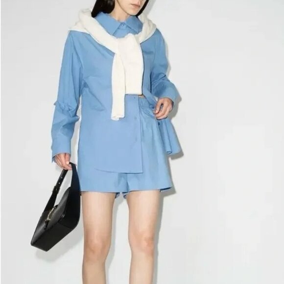 The Frankie Shop Blue Lui Organic Cotton Button Down Shirt - Picture 3 of 16